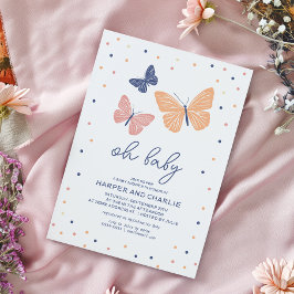 Invitación Baby Shower de mariposa neutra de género moderno