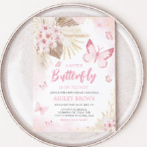 Baby Shower de mariposa rosa
