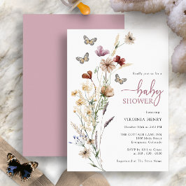 Invitación Baby Shower de mariposa rosa