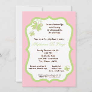 Invitación Baby Shower de mariposa rosa ligero 5 horas al día