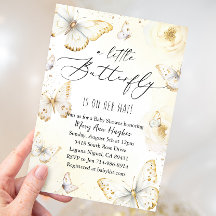 Baby Shower de mariposas blancas y doradas