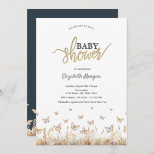 Invitación Baby Shower de mariposas Watercolor Meadow