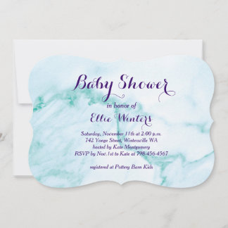 Invitación Baby Shower de mármol turquesa