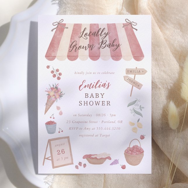 Invitación Baby Shower de Mercadillo de Granjero de Bebé Cria (Subido por el creador)