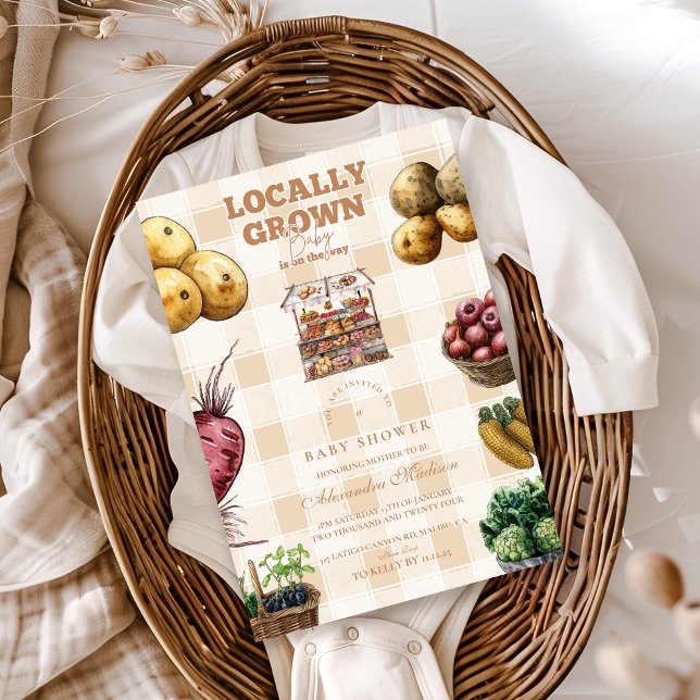 Invitación Baby Shower de mercado de agricultores neutrales e (Subido por el creador)