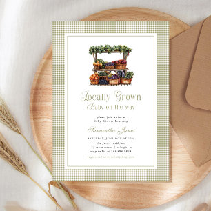 Invitación Baby Shower de Mercado de Granjeros de Cuadros Loc