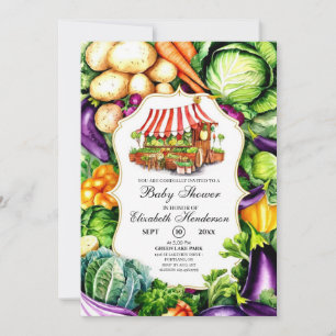 Invitación Baby Shower de mercado de granjeros mágicos