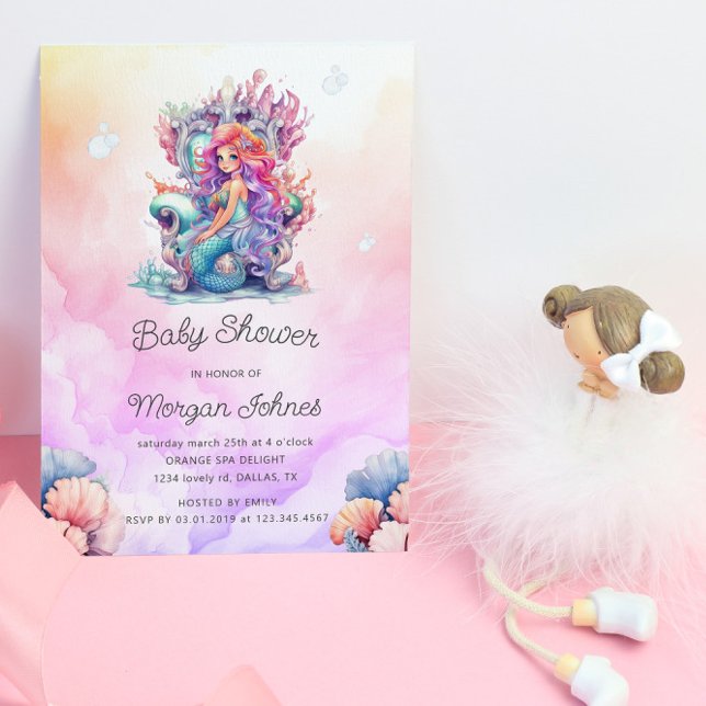 Invitación Baby Shower De Mermaid Cute Under Sea (Subido por el creador)