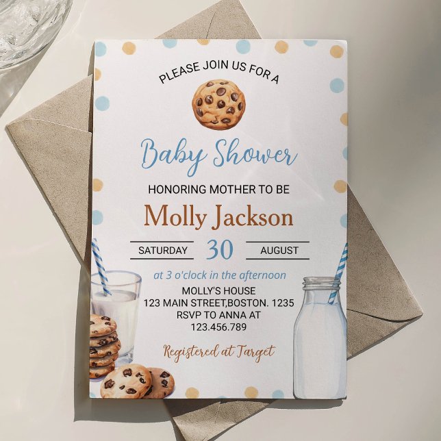 Invitación Baby Shower De Milk And Cookies Boy (Subido por el creador)