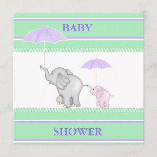 INVITACIÓN BABY SHOWER DE MINT/PURPLE UMBRELLA