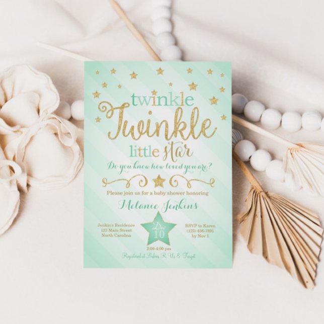 Invitación Baby Shower de Mint Twinkle Little Star (Subido por el creador)