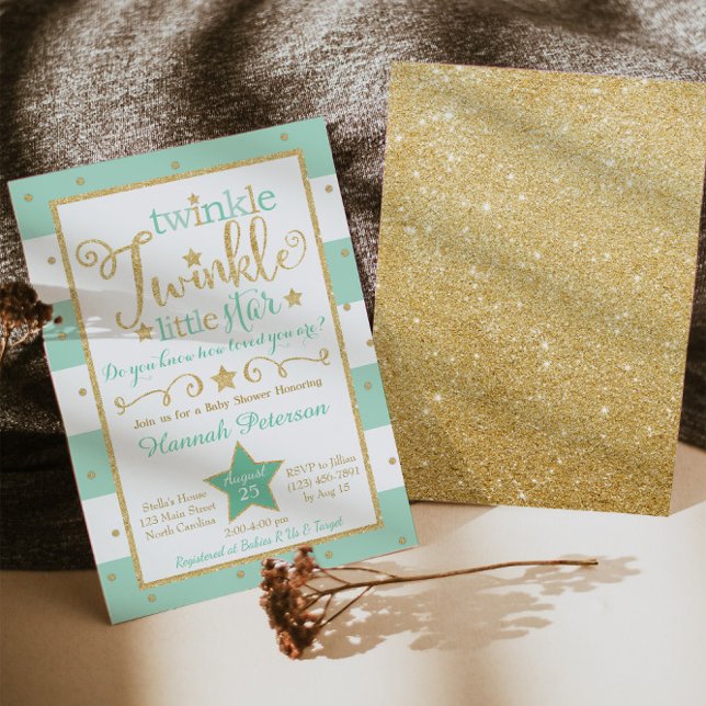Invitación Baby Shower de Mint Twinkle Little Star (Subido por el creador)