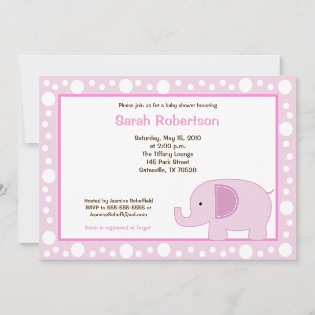 Invitación Baby Shower de Mod Elephant Jungle Dot  (Anverso)