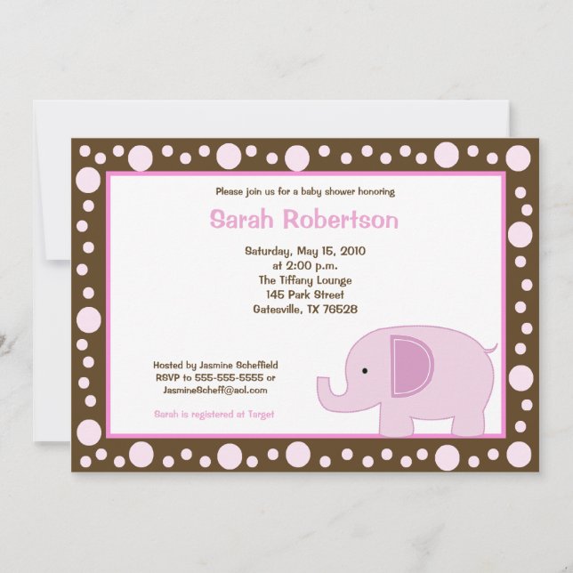Invitación Baby Shower de Mod Elephant Jungle Dot  (Anverso)