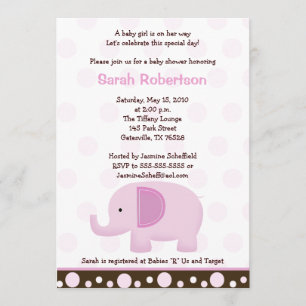 Invitación Baby Shower de Mod Elephant Soft Pink 5