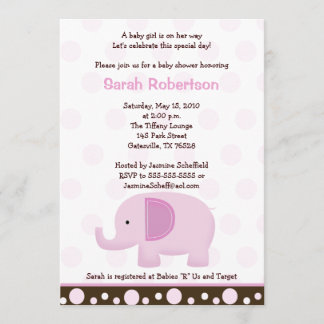 Invitación Baby Shower de Mod Elephant Soft Pink 5