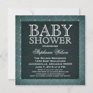 Invitación Baby Shower de Mod Swirls, Aqua