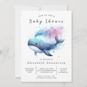 Invitación Baby Shower de moda de ballenas en línea