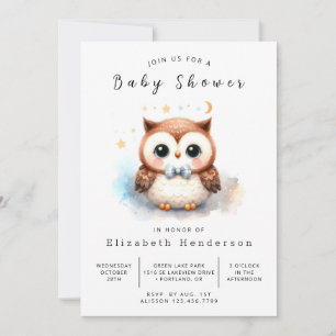 Invitación Baby Shower de moda de búho en línea