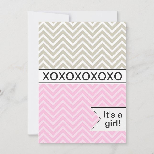 Invitación Baby Shower de moda de Chevron XOXO ~ C (Anverso)