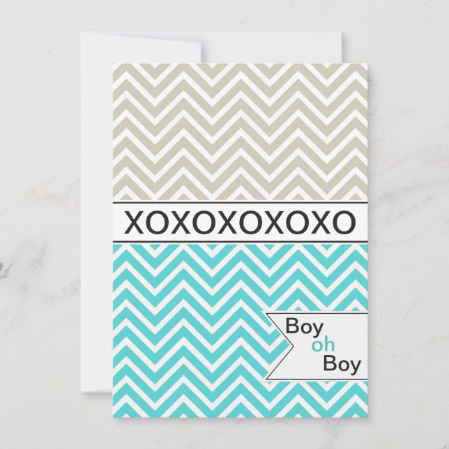 Invitación Baby Shower de moda de Chevron XOXO ~ N (Anverso)