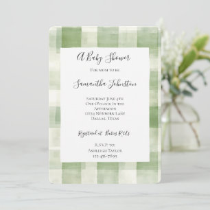Invitación Baby Shower de Moda de franjas de crema verde occi