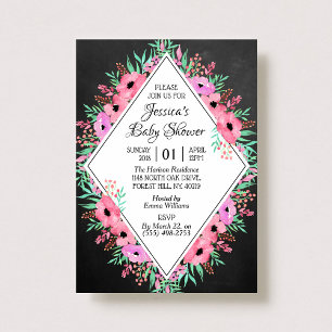 Invitación Baby Shower de moda de las flores acuáticas de Cha