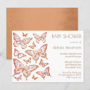 Invitación Baby Shower de Moda de mariposa   Naranja Quemado
