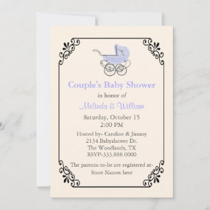 Invitación Baby Shower de Moda de pareja marfileña