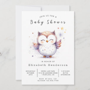 Invitación Baby Shower de moda Forest Owl