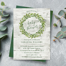 Invitación Baby Shower de moda Laurel Wreath Greenery