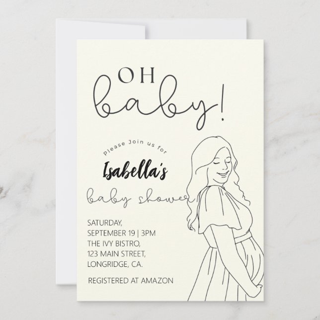 Invitación Baby Shower de Moda simple (Anverso)