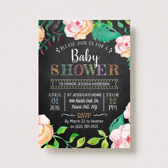 Invitación Baby Shower de moda Spring Floral Typography (Subido por el creador)