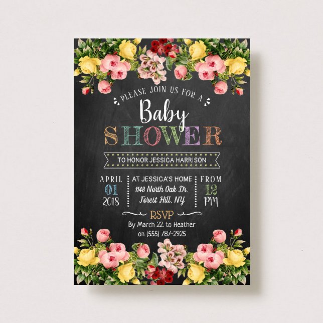 Invitación Baby Shower de moda Spring Floral Typography (Subido por el creador)