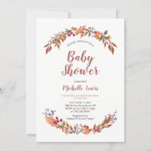Invitación Baby Shower de Modern Floral Fall Boy