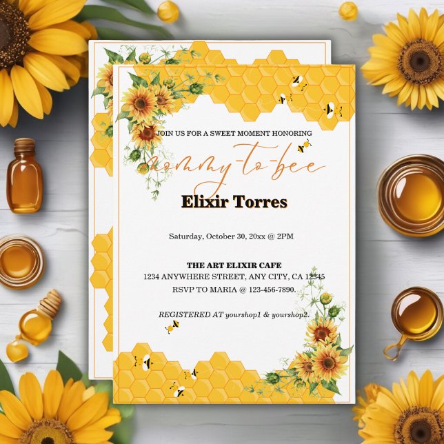 Invitación Baby Shower De Mommy-To-Bee De Sunflower Honeycomb (Subido por el creador)