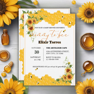 Invitación Baby Shower De Mommy-To-Bee De Sunflower Honeycomb