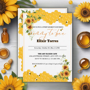 Invitación Baby Shower De Mommy-To-Bee De Sunflower Honeycomb