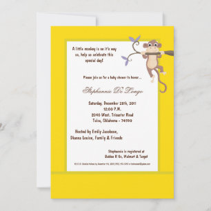 Invitación Baby Shower de mono amarillo 5x7