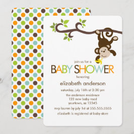 Invitación Baby Shower de mono lúdico