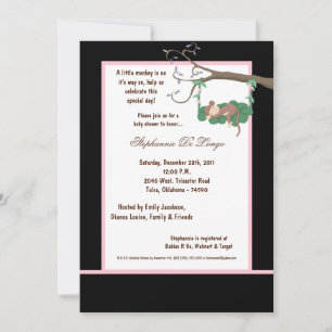 Invitación Baby Shower de mono negro las 5 horas d