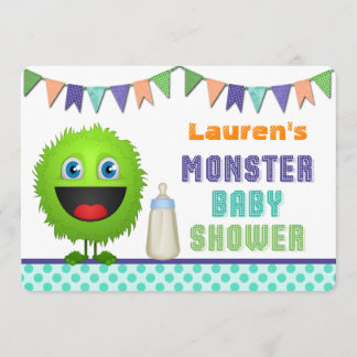 Invitación Baby Shower de monstruo corto