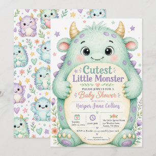 Invitación Baby Shower de Monstruo Neutro en Género