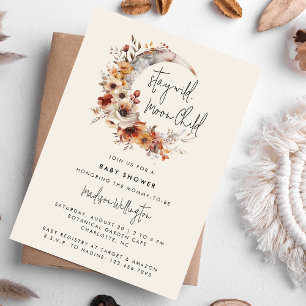 Invitación Baby Shower de Moon Child Neutral Boho Florals
