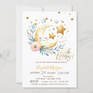 Invitación Baby Shower de Moon Flower Stars