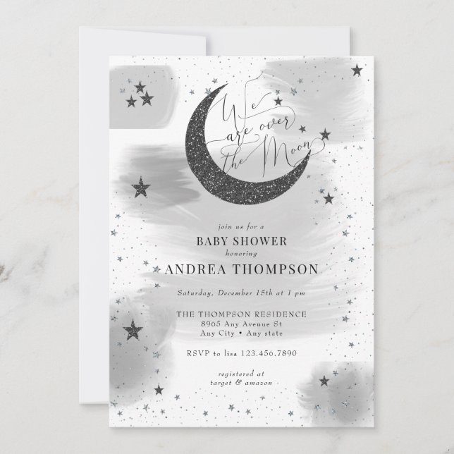 Invitación Baby Shower de Moon Stars (Anverso)