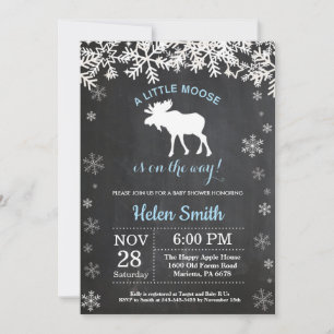 Invitación Baby Shower de Moose Winter Snowflake B
