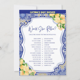 Invitación Baby Shower de mosaicos azules de limón - Nombre e