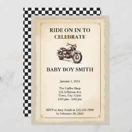 Invitación Baby Shower de motocicleta de época