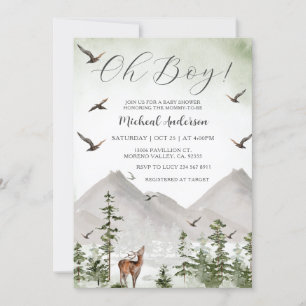 Invitación Baby Shower de Mountain Pine Tree Forest Deer Boy